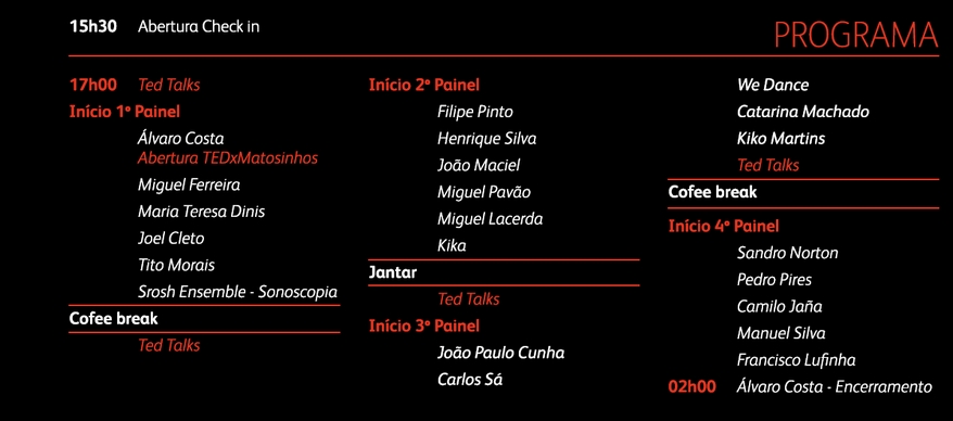 programa TEDxMatosinhos